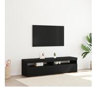 vidaXL Meuble TV Chêne noir 150x35x40 cm - 2 pcs - Éclairage LED - Contemporain