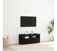 vidaXL Meuble TV Chêne noir – 90x35x40 cm – LED intégré – Rangement spacieux