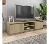 Meuble TV - VIDAXL - Chêne sonoma - 140x40x35,5 cm - 2 tiroirs - 2 compartiments ouverts