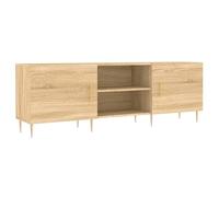 Meuble TV, chêne Sonoma, 150 x 30 x 50 cm, en matériau dérivé du bois et fer, support de haut-parleur moderne pour salon, chambre à coucher, rangement stable pour TV et médias, peu encombrant et
