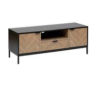 Meuble TV ""Chevrons"" 3 portes effet bois et noir 120x40cm - 5 five simply smart