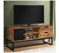 IDMarket Meuble TV Chicago 110 cm – 2 tiroirs avec placard – Design industriel