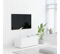 Meuble Tv Classique 3 Tiroirs Blanc 80 X 34 X 30 Cm Bois Contreplaqué Blanc