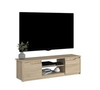 Meuble Tv Classique Betty - En Panneau De Particules Décor Chêne - L150 X H42 X P60 Cm #Ocp
