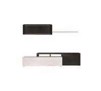 Meuble TV coloris Blanc Brillant - Gris cendré en mélamine - Dim : 44 x 200 x 41 cm