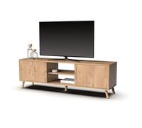 Meuble TV coloris chêne doré - Hauteur 50 x Longueur 160 x Profondeur 40 cm