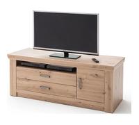 Meuble TV coloris chêne - Longueur 144 x Hauteur 60 x Profondeur 55 cm