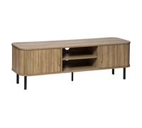 Meuble Tv 2 Portes Coulissante Colva - Marron Et Noir Marron