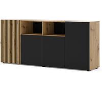 MEUBLE TV COMO 'BUFFET SALON AURIS 180x42x82cm CHÊNE NOIR MAT