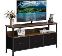 Meuble TV, Console Média avec 3 Tiroirs en Tissu et étagère Ouverte, Table TV en Bois avec Pieds Réglables pour Salon, Chambre à Coucher, Convient aux TV Jusqu'à 55 inch,120x57x30.5cm