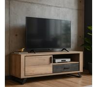 Meuble TV contemporain 2 portes 1 tiroir avec LED 143cm PERO
