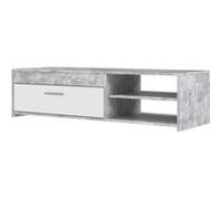 Meuble TV - Contemporain - Panneau de particules - Blanc/Béton Gris Clair - L 120 x P 42,1 x H 31,8 cm - PILVI Blanc et béton gris clair G