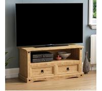 Meuble TV Corona avec 2 tiroirs - Meuble de rangement en pin massif ciré