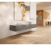 Meuble-TV Cuor 150 cm Céramique Béton gris 1 Clapet 1 Tiroir Flottant