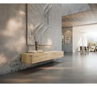 Meuble-TV Cuor 150 cm Céramique Laminam® Sabbia Teinte chêne 1 Clapet 1 Tiroir Flottant