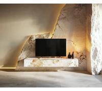 Meuble-TV Cuor 150 cm Céramique Minas Melange Blanc-beige 1 Clapet 1 Tiroir Flottant