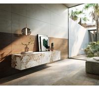 Meuble-TV Cuor 180 cm Céramique Minas Melange Blanc-beige 1 Clapet 2 Tiroirs Flottant