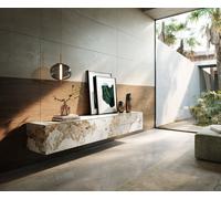 Meuble-TV Cuor 220 cm Céramique Minas Melange Blanc-beige 1 Clapet 2 Tiroirs Flottant