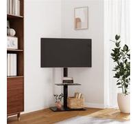 vidaXL Meuble TV d'angle 2 niveaux pour 32-65 pouces noir