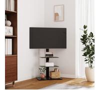 vidaXL Meuble TV d'angle 3 niveaux pour 32–65 pouces Noir