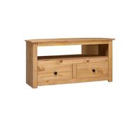 vidaXL Pin Solide Meuble TV d'angle Armoire Basse avec 2 Tiroirs et Un Compartiment Ouvert Meuble Multimédia Salle de Séjour Salon Maison 93x49x49 cm