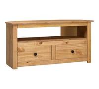 vidaXL Pin Solide Meuble TV d'angle Armoire Basse avec 2 Tiroirs et Un Compartiment Ouvert Meuble Multimédia Salle de Séjour Salon Maison 93x49x49 cm