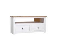vidaXL Meuble TV d'Angle 93x49x49 cm Pin Solide Assortiment Panama Blanc - Blanc