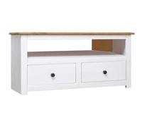 Meuble TV d angle Blanc 93x49x49 cm Pin Assortiment Panama blanc et couleur de bois naturel G