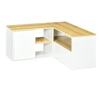 Meuble Tv D'angle 2 Portes 3 Niches Aspect Bois Chêne Clair Blanc Blanc