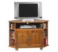 Meuble TV d'angle 42 Pouces Chêne 9 Niches 2 Portes L 114 H 77 P 77 cm