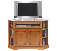 Meuble TV d'angle 42 Pouces Merisier 9 Niches 2 Portes L 114 H 77 P 77 cm