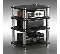 Meuble TV d'angle À 4 Niveaux avec Étagère Intégrée, Caisson D'enceintes HiFi À Amortissement des Vibrations, for Platine Vinyle Et Chaîne Stéréo.(Noir,4 Tier)