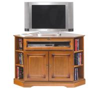 Meuble TV d'Angle - ACTUAL DIFFUSION - 42 Pouces - Merisier - 9 Niches - 2 Portes - L 114 H 77 P 77 cm