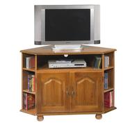 Meuble TV d'Angle - ACTUAL DIFFUSION - Chêne Rustique - 42 Pouces - 9 Niches - 2 Portes