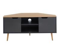 Meuble TV d'angle - BAÏTA - Gamme LYNA - Noir et effet chêne - L 115 x P 55 x H 53,5 cm