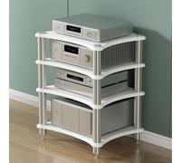 Meuble TV d'angle en Bois à 4 Niveaux pour Platine Vinyle, chaîne Hi-FI et Lecteur DVD - Meuble multimédia HiFi et Console pour Salon, Studio, Console de Jeux et routeur.