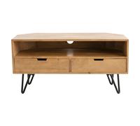 Meuble TV d'angle en bois manguier massif et métal noir L100 cm VIBES