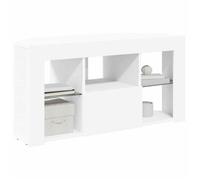 Meuble TV d'angle LED - vidaXL - Blanc - 100x40x50 cm - Bois d'ingénierie - 4 étagères - Prise USB intégrée