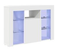 vidaXL - Meuble TV d'angle LED - Blanc 100x40x68 cm - 4 étagères, port USB