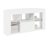 Meuble TV d'angle LED - vidaXL - Blanc brillant - 100x40x50 cm - 4 étagères - Bois d'ingénierie - Prise USB intégrée