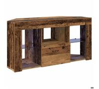 Meuble TV d'angle LED - vidaxl - Bois ancien - 107x40x50 cm - LED RVB - 4 étagères - Montage mural - Prise USB intégrée