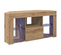 Meuble TV d'angle LED - vidaXL - Chêne artisanal - 100x40x50 cm - Bois d'ingénierie - 4 étagères - Port USB