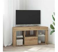 Meuble TV d'angle LED - vidaXL - Chêne artisanal - 108x40x50 cm - Bois d'ingénierie - Prise USB intégrée - 4 étagères