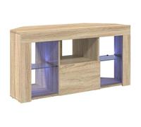 vidaXL Meuble TV d'angle LED Chêne Sonoma 100x40x50 cm, bois d'ingénierie, 4 étagères, port USB