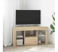 Meuble TV d'angle LED - vidaXL - Chêne Sonoma - 102x40x50 cm - Bois d'ingénierie - 4 étagères - Prise USB intégrée