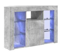 Meuble TV d'angle LED - vidaXL - Gris Béton - 100x40x68 cm - Bois d'ingénierie - Montage mural - 4 étagères - Port USB