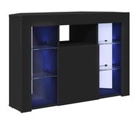 Meuble TV d'angle LED - vidaXL - Noir - Bois d'ingénierie - 100x40x68 cm - 4 étagères - Port USB - Montage mural