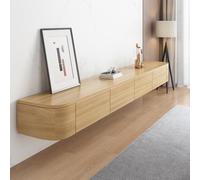 Meuble TV d'angle moderne en bois 280 cm Console multimédia murale avec portes de rangement pour salon Meuble de divertissement élégant en bois massif