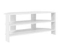 Meuble TV d'angle moderne - vidaXL - Blanc brillant - 102x40 5x45 cm - Bois d'ingénierie - 2 étagères - Finition mate