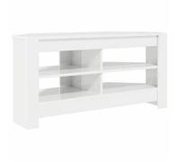 Meuble TV d'angle moderne - vidaXL - Blanc brillant - 102x41x50 cm - Bois d'ingénierie - 2 étagères - Assemblage requis